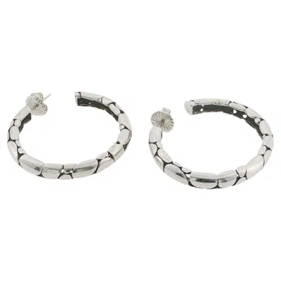 Pre-owned John Hardy 925 Silver 38 Mm Hieght Kali Pebble Large Hoop Earrrings In Multiple
