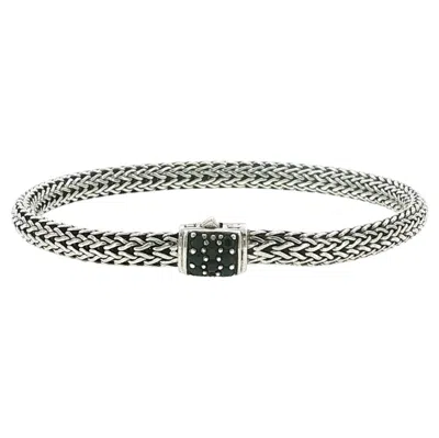 Pre-owned John Hardy 925 Silver Black Sapphire Classic Chain Lava Bracelet Size 6.3/4 " In Red