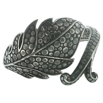Pre-owned John Hardy 925 Silver Dot Hinged Leaf Bnagle Bracelet Size 6.5 " M In Multiple