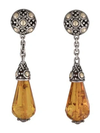 Pre-owned John Hardy Amber Jaisalmer Drop Earrings In Multicolor