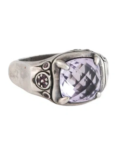 Pre-owned John Hardy Amethyst & Rhodolite Batu Bamboo Ring In Multicolor