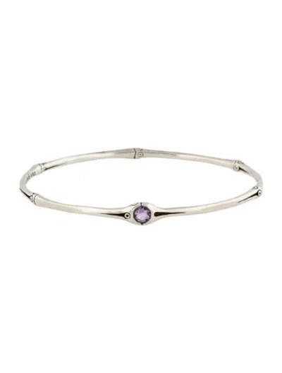 Pre-owned John Hardy Amethyst Bamboo Bangle Bracelet, 8.25" In Multi
