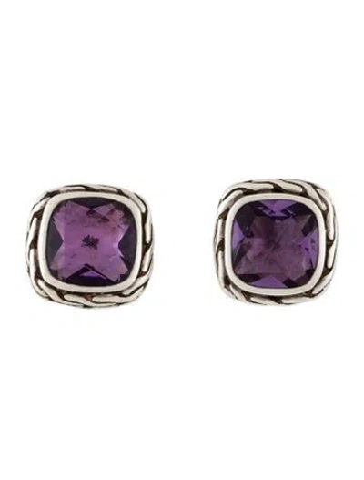 Pre-owned John Hardy Amethyst Classic Chain Stud Earrings In Multi