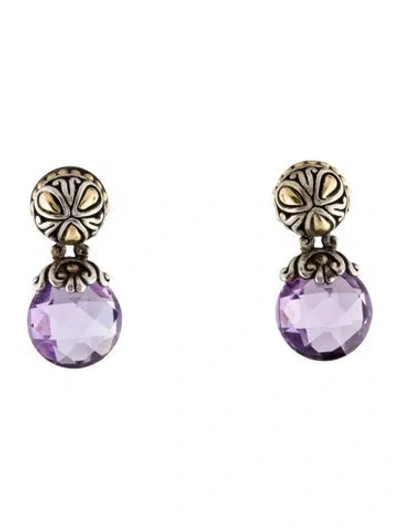 Pre-owned John Hardy Amethyst Drop Earrings In Multi