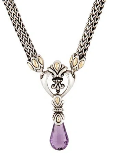 Pre-owned John Hardy Amethyst Drop Pendant Necklace, 19" In Multi