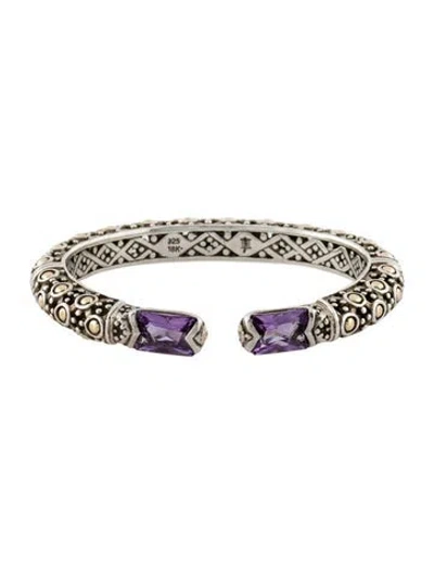 Pre-owned John Hardy Amethyst Jaisalmer Hinged Cuff, 6.5" In Multi