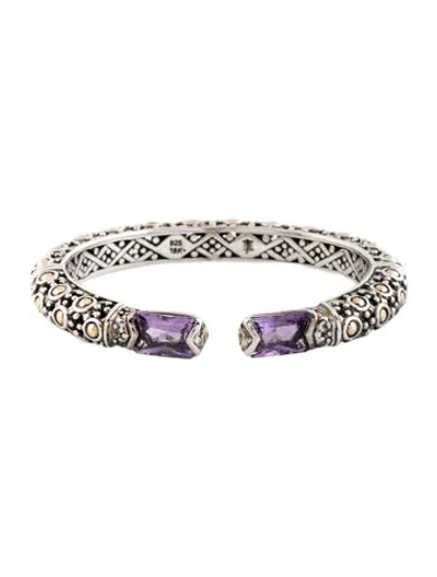 Pre-owned John Hardy Amethyst Jaisalmer Kick Cuff Bracelet, 6.5" In Purple