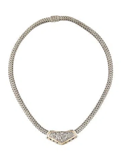 Pre-owned John Hardy Aquamarine Slide Pendant Classic Chain Necklace, .75" In Multi