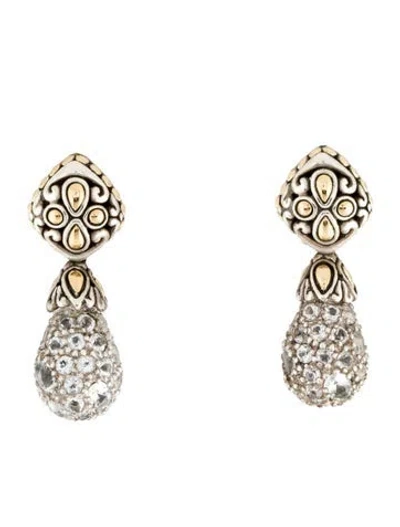 Pre-owned John Hardy Aquamarine Topaz Drop Earrings In Multi