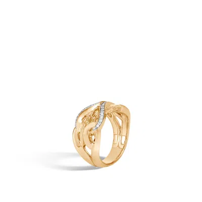John Hardy Asli Classic Chain Link Band Ring With Diamonds