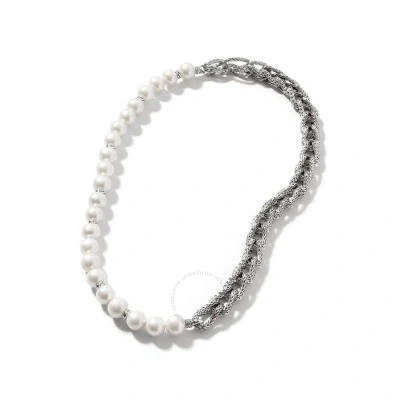 John Hardy Asli Classic Silver Chain Link And Pearl Necklace - Nb900797x18 In Silver-tone