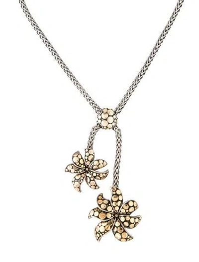 Pre-owned John Hardy Ayu Jasmine Flower Dot Lavalier Necklace, 14.5" In Multicolor
