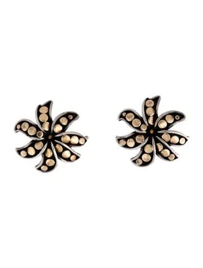 Pre-owned John Hardy Ayu Jasmine Flower Dot Stud Earrings In Multicolor