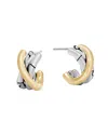 John Hardy Brushed 18k Yellow Gold And Sterling Silver Bamboo J Hoop Earrings