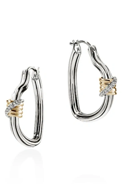 John Hardy Bamboo Collection Heart Hoop Earrings In Silver