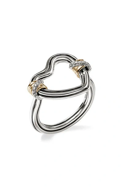 John Hardy Bamboo Collection Heart Ring In Silver And Gold