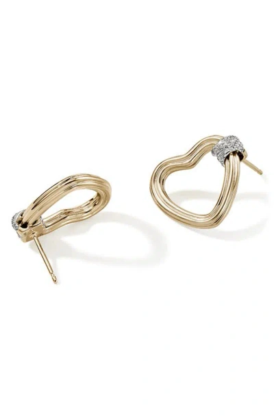 John Hardy Bamboo Collection Heart Stud Earrings In Gold