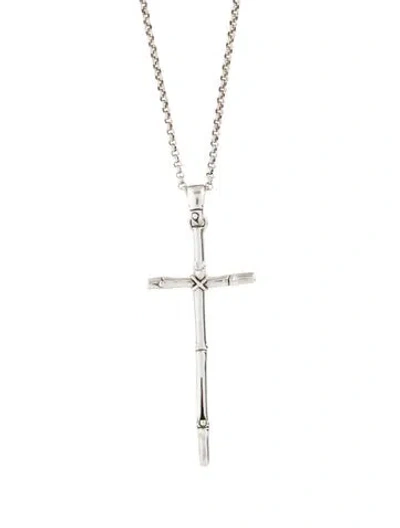Pre-owned John Hardy Bamboo Cross Pendant Necklace, 35.75" In Multicolor