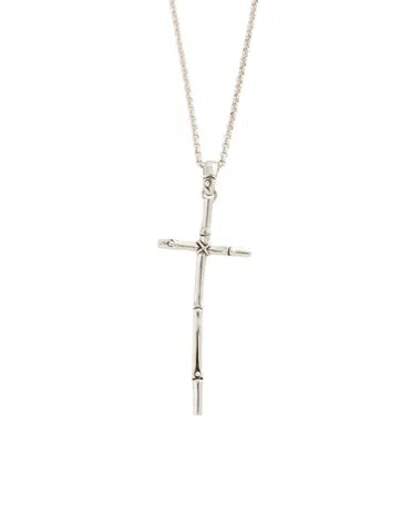 Pre-owned John Hardy Bamboo Cross Pendant Necklace, 36" In Multicolor