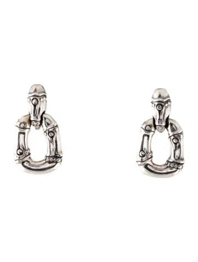 Pre-owned John Hardy Bamboo Door Knocker Drop Earrings In Multicolor