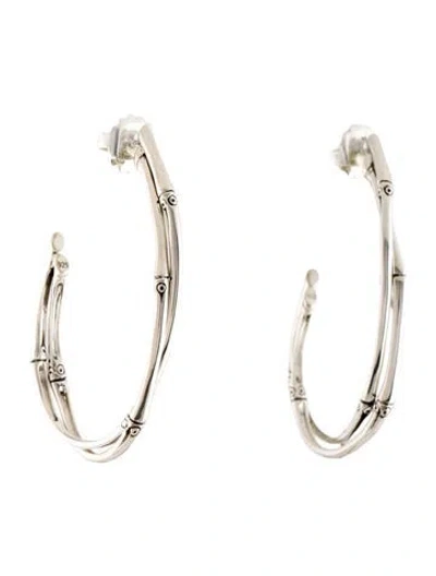 Pre-owned John Hardy Bamboo Drop Hoop Earrings In Multicolor