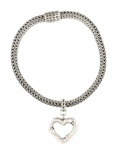 Pre-owned John Hardy Bamboo Heart Charm Bracelet, 6.75" In Multi