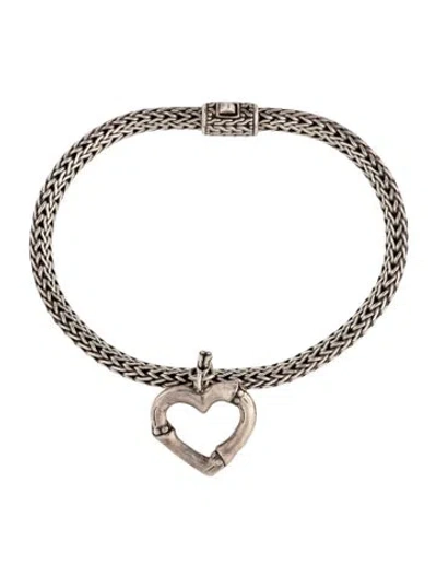 Pre-owned John Hardy Bamboo Heart Charm Bracelet, 6.75" In Multicolor