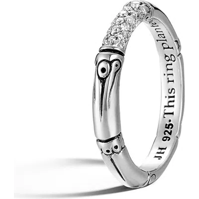 John Hardy 'bamboo' Pavé Diamond Ring In Silver