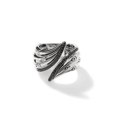 John Hardy Bamboo Open Band Ring In Black Spinel
