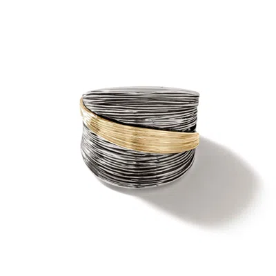 John Hardy Bamboo Striated Saddle Ring In 18k Gold & Sterling Silver