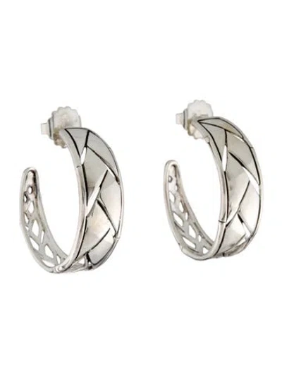 Pre-owned John Hardy Bamboo Shoot Medium Tapered Hoop Earring In Multi