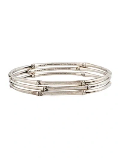 Pre-owned John Hardy Bamboo Slim Bangle Set Of Three Bracelets, 8.25" In Multi