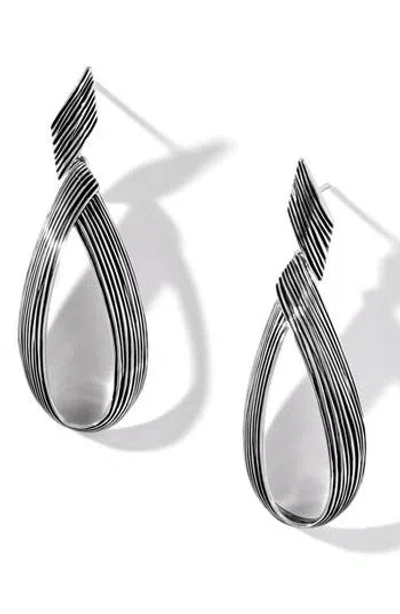 John Hardy Bamboo Striated Drop Earrings In Silver