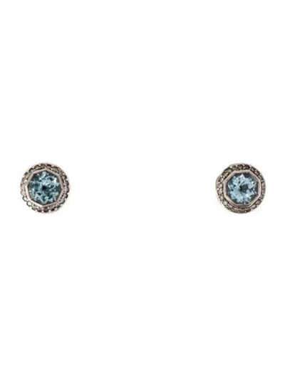 Pre-owned John Hardy Batu Sari Topaz & Diamond Stud Earrings In Multicolor