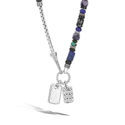 John Hardy Beaded Tag Necklace In Silver