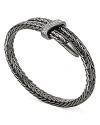 JOHN HARDY BLACK RHODIUM PLATED SILVER CLASSIC CHAIN DIAMOND PAVE BYPASS BRACELET