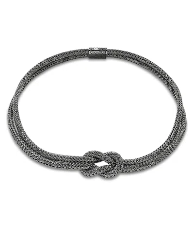 John Hardy Black Rhodium-plated Sterling Silver Love Knot Double Woven Chain Statement Necklace, 16 In Dark Silver
