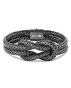 John Hardy Black Rhodium Plated Sterling Silver Love Knot Woven Chain Statement Bracelet In Black