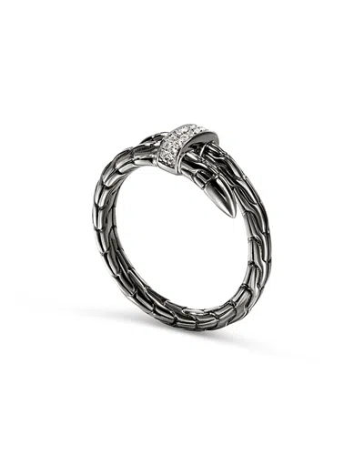 John Hardy Black Rhodium-plated Sterling Silver Spear Diamond Wrap Ring