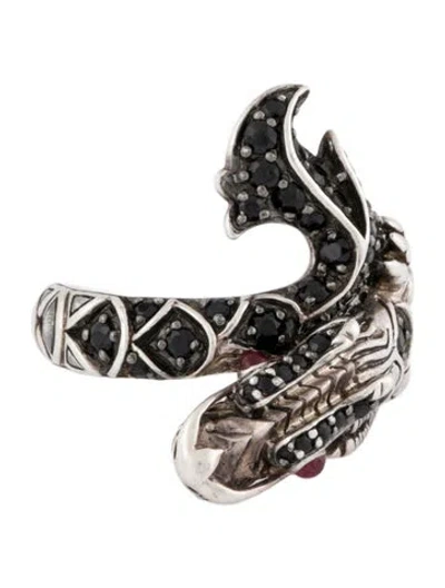 Pre-owned John Hardy Black Sapphire & Glass-filled Ruby Dragon Legends Naga Ring In Multi