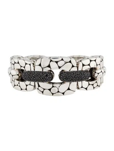 Pre-owned John Hardy Black Sapphire Kali Lava Link Kick Cuff, 6.5" In Multi