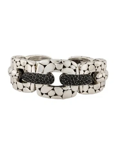 Pre-owned John Hardy Black Sapphire Kali Lava Link Kick Cuff, 6.5" In Multi