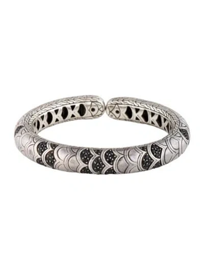 Pre-owned John Hardy Black Sapphire Naga Silver Lava Slim Flex Cuff, 6.75" In Multicolor
