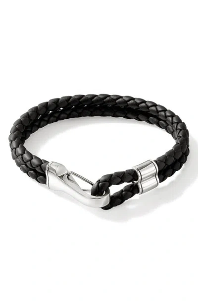 John Hardy Sterling Silver And Leather Bracelet In Black
