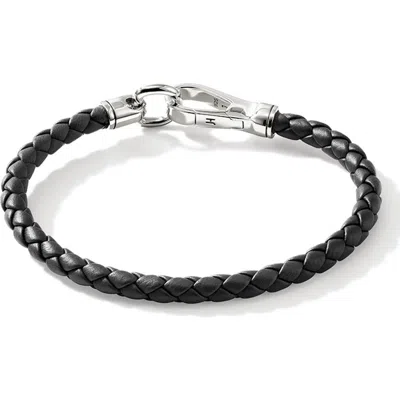 John Hardy Braided Leather Bracelet In Silver