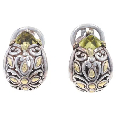 Pre-owned John Hardy Buddha Belly Peridot Earrings - Sterling 925 Yellow Gold 18k Pierced