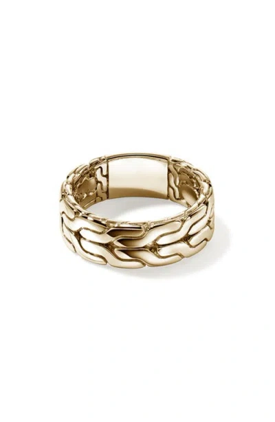 John Hardy Carved Chain 14k Gold Band Ring