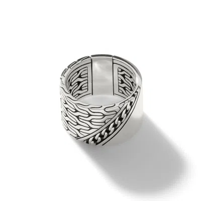 John Hardy Carved Chain Band Ring In Silver