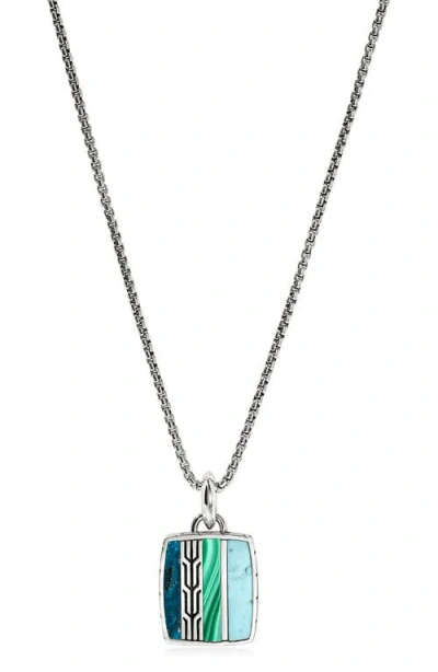 John Hardy Carved Chain Color Tag Pendant Necklace