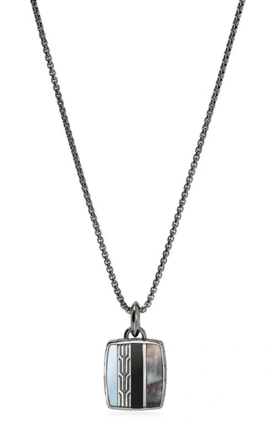 John Hardy Carved Chain Color Tag Pendant Necklace